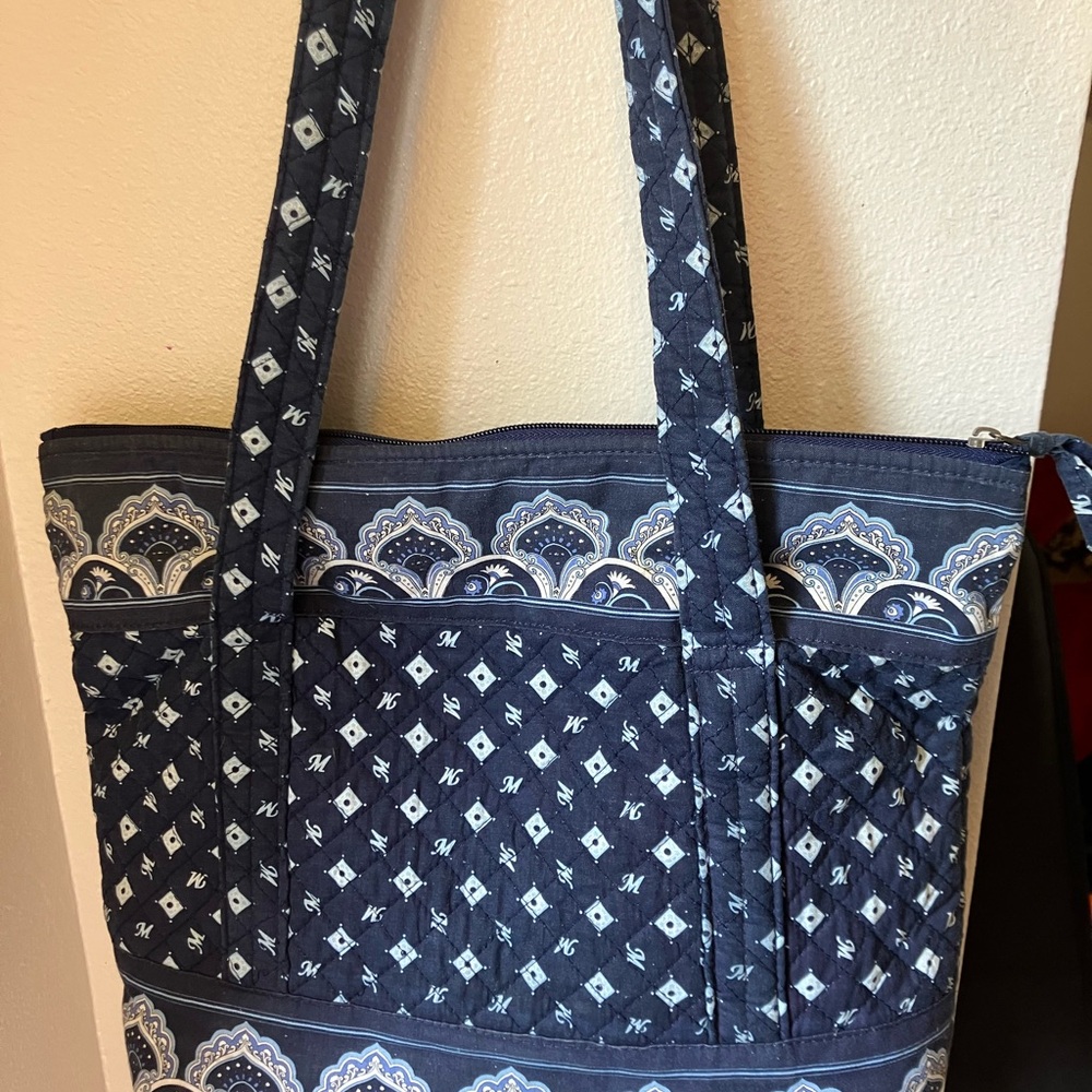 Blue & white quilted tote bag by  Ms Millie (Pre-owned)